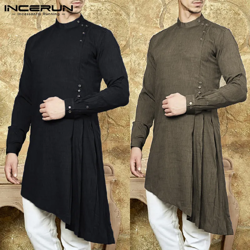 Men Shirt Indian Clothing Solid Color Long Sleeve Cotton Casual Tops Men Islamic Muslim Arab Kaftan Men Long Shirt 3XL INCERUN Men Shirt Indian Clothing Solid Color Long Sleeve Cotton Casual Tops Men Islamic Muslim Arab Kaftan Men Long Shirt 3XL INCERUN