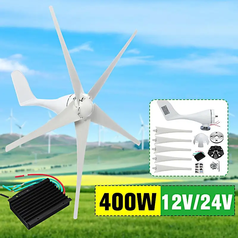 

Wind Generator 400W Wind Turbines Generator 5 Blades with 600W External Controller 12V 24V