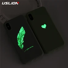 USLION мягкий термополиуретановый светящийся чехол для телефона s для iPhone 7 8 6s Plus, светящийся Ультратонкий чехол для пары, чехол с сердечком для iPhone 11 Pro 7Plus