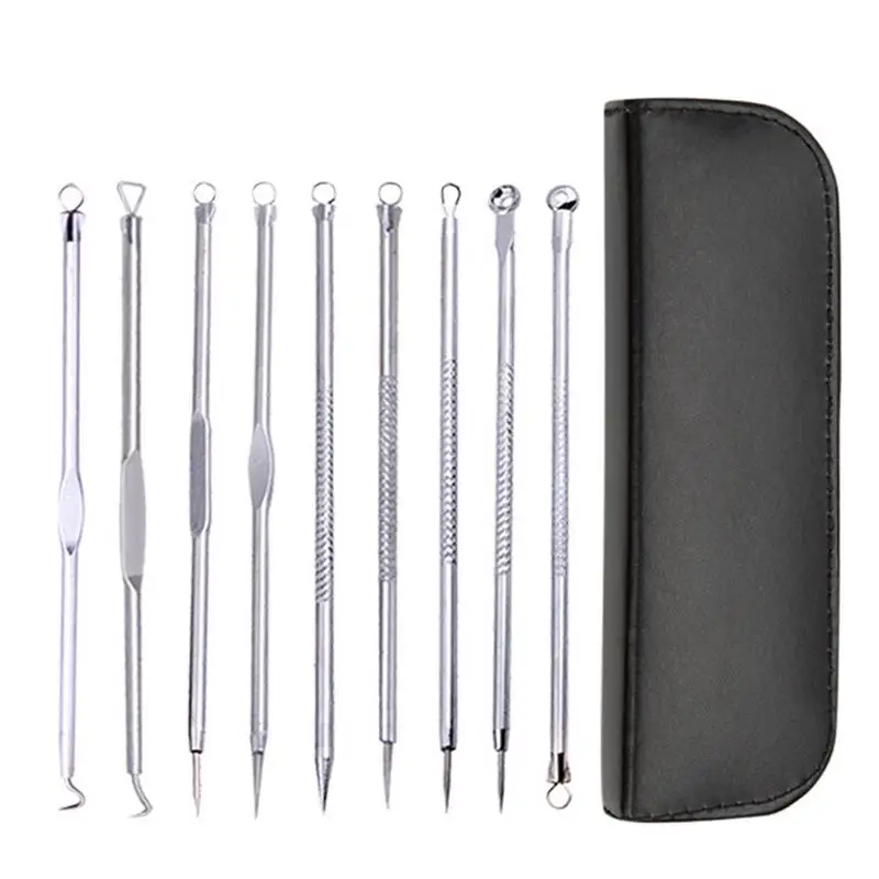 

9pcs/set Blackhead Acne Needle Pimple Professional Blackhead Acne Comedone Blemish Extractor Remover Tool Kit Set