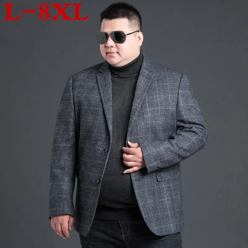

plus size 8XL Wool Men Suits Tailor Made Luxury Fashion Plaid Smart Casual Business Suits For Men,Bespoke Fashion Suit Jacket