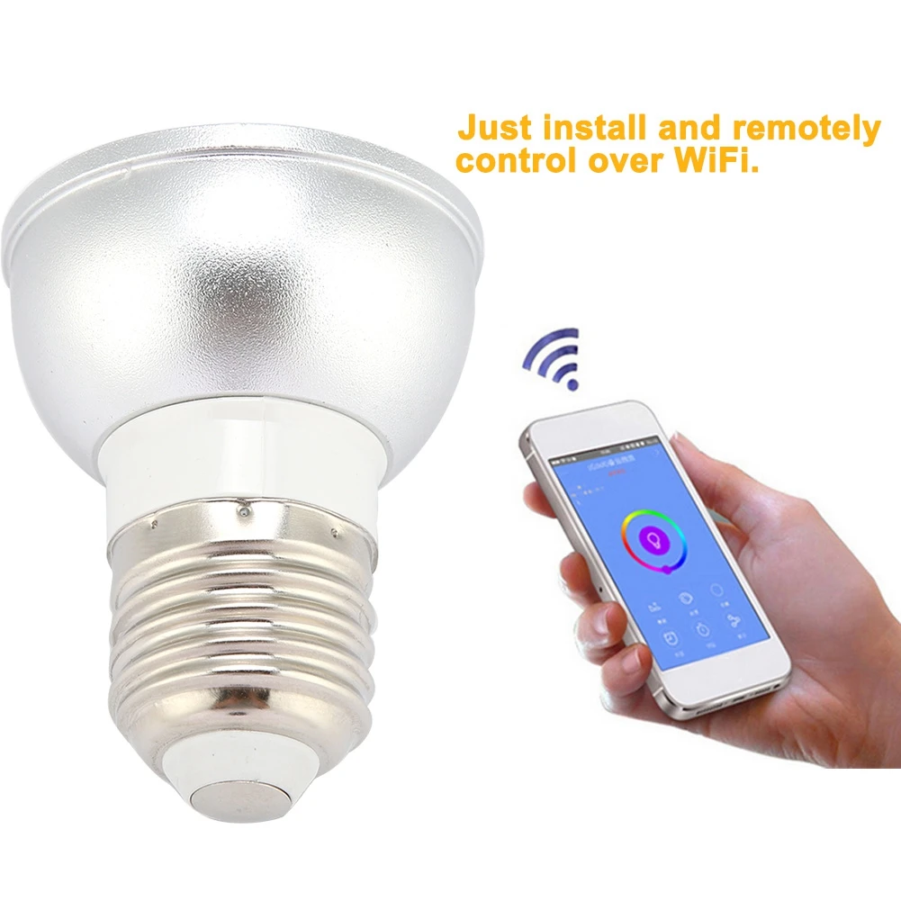 

E27 Smart WiFi Bulb Cup RGBW Dimmable LED Light Holder Works with Alexa Google Home lampada led