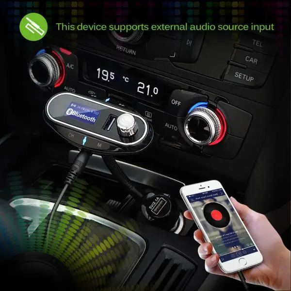 HEVXM T12 Bluetooth передатчик громкой связи автомобильный комплект беспроводной FM