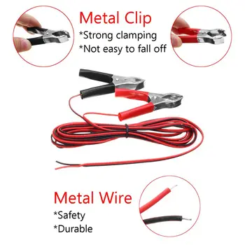 

One Pair of 300cm Length 3A Red+Black Color Alligator Clip Wiring Copper Plated Insulated Car Battery Clips Alligator Clamps