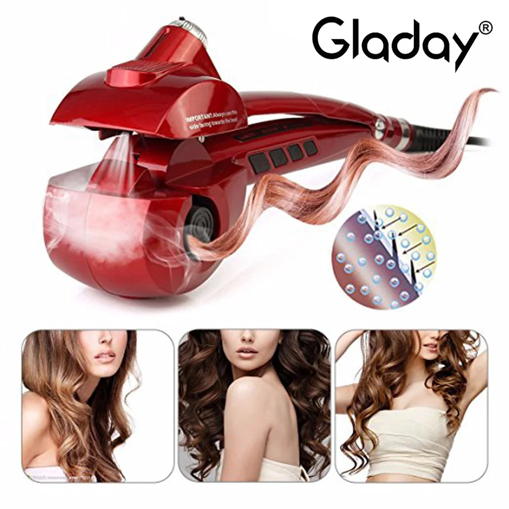 

Gladay Automatic Curler with LED Curling Wand Steam Spray Hair Care Ceramic Wave