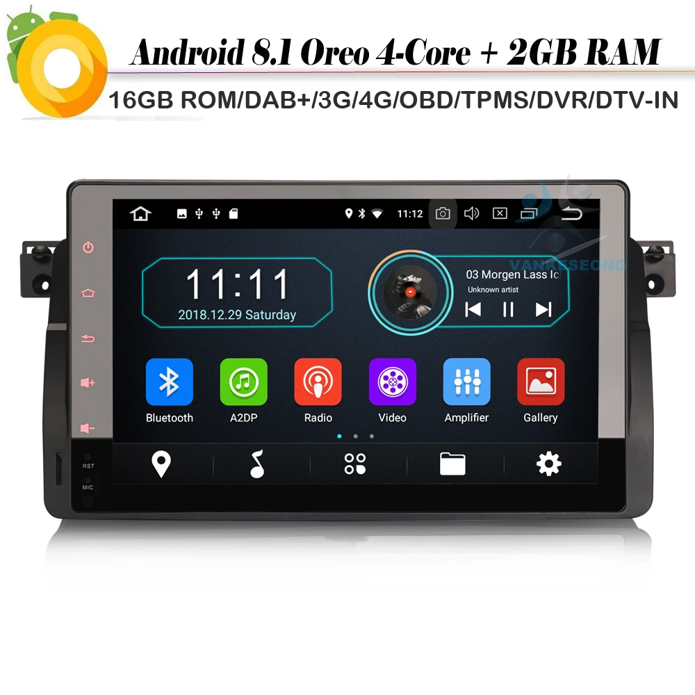 9 &quotDAB + автомобильный стерео Android 8 1 Авторадио Sat Nav GPS 4G OBD Автомобильный