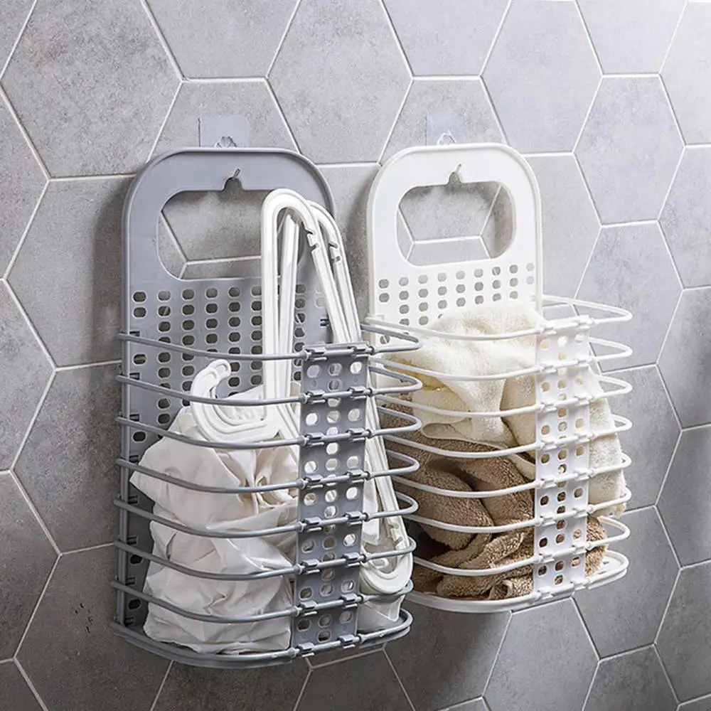 غسل الملابس سلة الغسيل طوي شنقا شبكة سلة التخزين ل القذرة الملابس الحمام التخزين المنظم