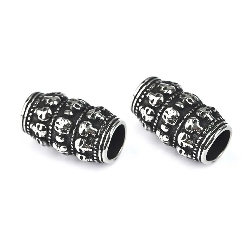 

Skull Charms Spacer Tube Beads For Leather Cord Bracelet Jewelry Making Slide Charms Bead DIY Jewelry Accessories