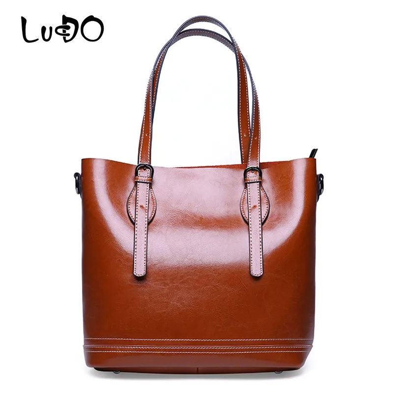 

LUCDO Genuine Leather Luxury Brand handbags women bags designer Casual Tote handbag sac main femme Shoulder bag bolsos mujer New