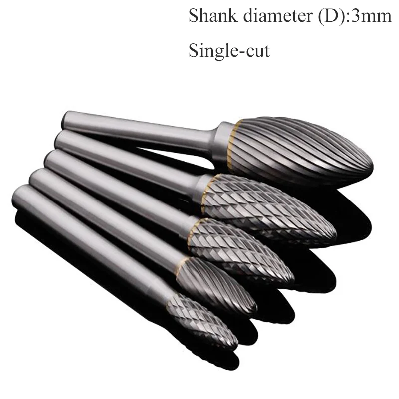 1pc 3mm Shank Tungsten Steel Burr Cutter Single-cut Grinding Carving Head Rotary File Router Bit For Metal Polishing H Type 1pc 3mm Shank Tungsten Steel Burr Cutter Single-cut Grinding Carving Head Rotary File Router Bit For Metal Polishing H Type