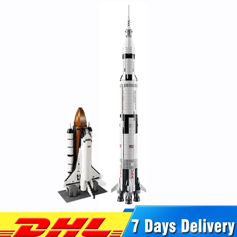 

The Apollo Saturn V Launch Vehicle +1230Pcs Space Shuttle Expedition Model Building Blocks Toy Compatible LegoINGlys 21309 10231
