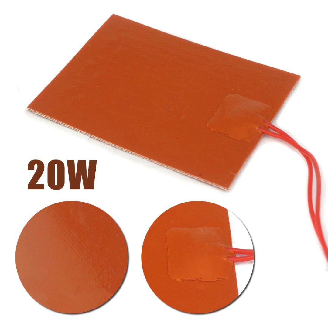 

12V DC 20W Flexible Waterproof Silicon Heater Pad For 3D Printer Red 80x100mm