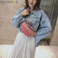 Модная поясная сумка в полоску для женщин, тканевая Летняя Пляжная сумка на плечо, сумка для телефона, женская сумочка на молнии, сумка для монет