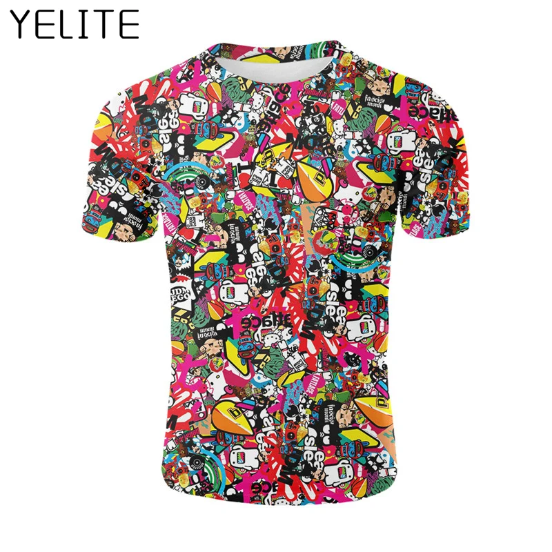 

YELITE 2019 Newset Painting 3D Print T-Shirt Many Anime Thumbnails Short Slevee T Shirt Homme Tees Colourful Pattern Shirt Tops