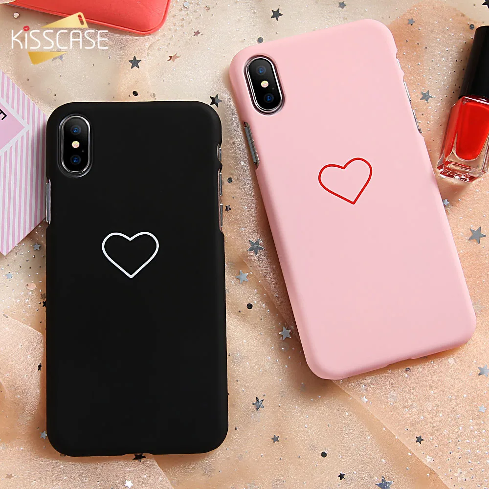 KISSCASE матовый чехол для пары iPhone 6 6s 7 plus Fundas Love Heart гладкие Чехлы 5S SE 5 х Жесткий ПК