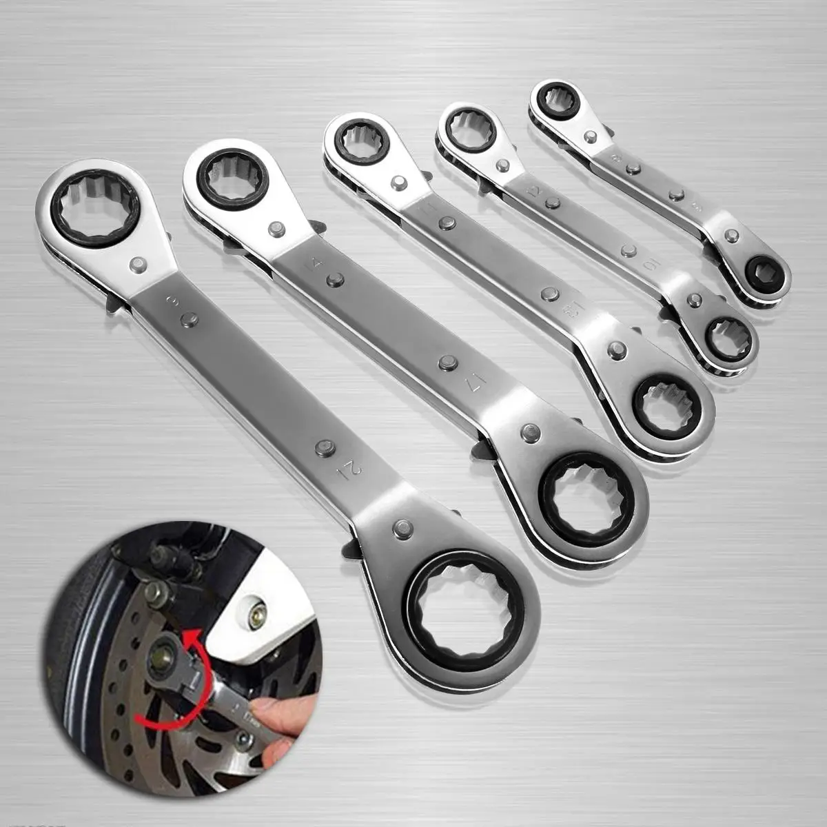 Drillpro 5 Tipos Llaves combined Trinquete Anillo Doble Llave de Trinquete llave 6mm-21mm llave herramientas de mano