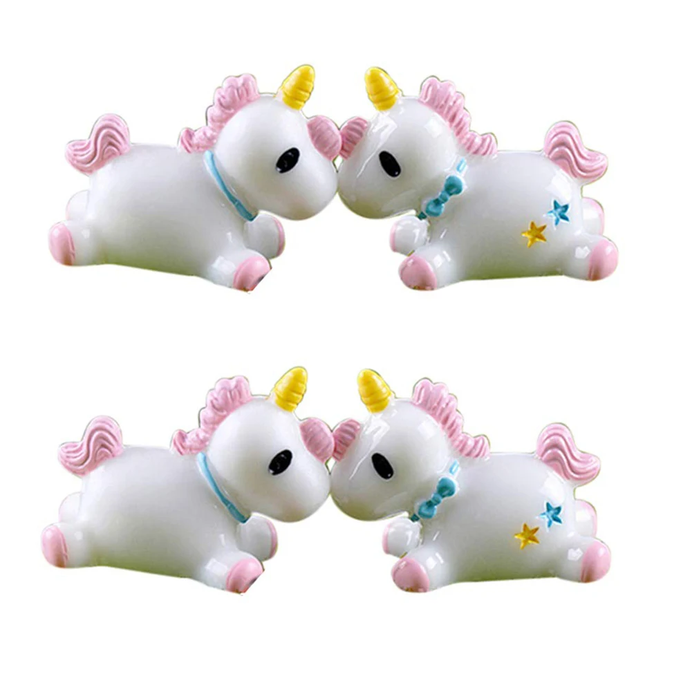 

4Pcs Resin Unicorn Cake Topper For Fondant Cake Decoration Figurine Unicorn Model Toy DIY Micro Landscape Accessory Ornament