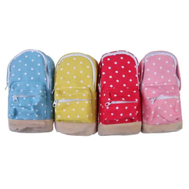 

4 Colors Mini School Bag Students Pen Case Kawaii Stationery Multifunctional Canvas Big capacity Pencil Case Children Pen Bag