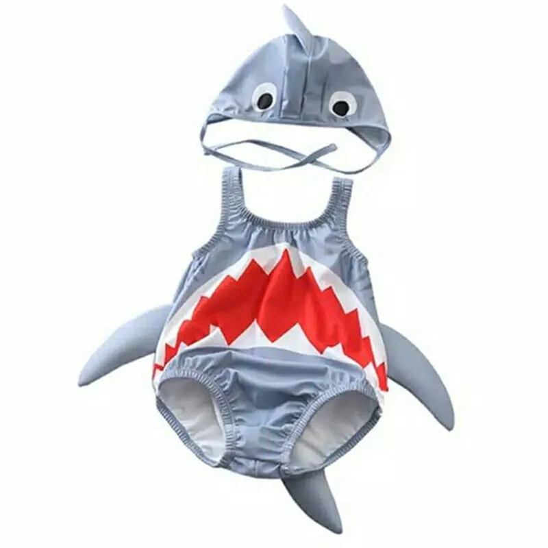 

CANIS Fashion Kids Baby Girl Boy 3D Shark Swimsuit Toddler Swim Bodysuits Bikini Beach Swimwear Bathing Suit for baby 1-6Y