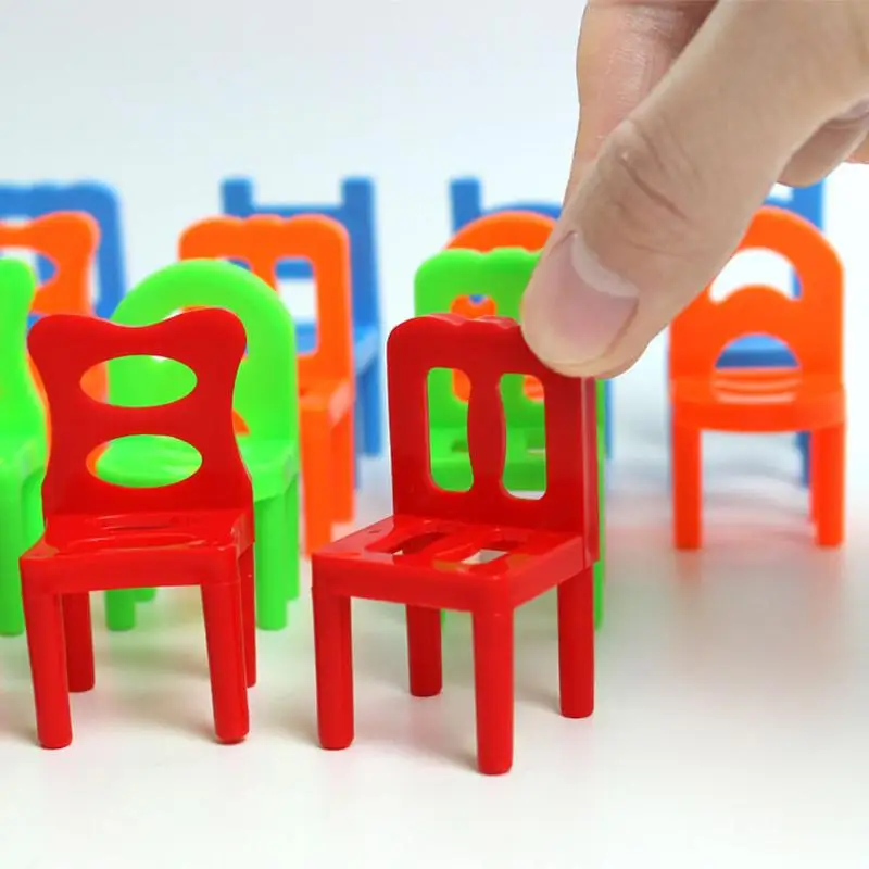18 шт./компл. мини стулья баланс игрушка Мульти-Цвет укладки детские настольные игры, игрушки Пластик обучающая игра балансировки обучающие игрушки