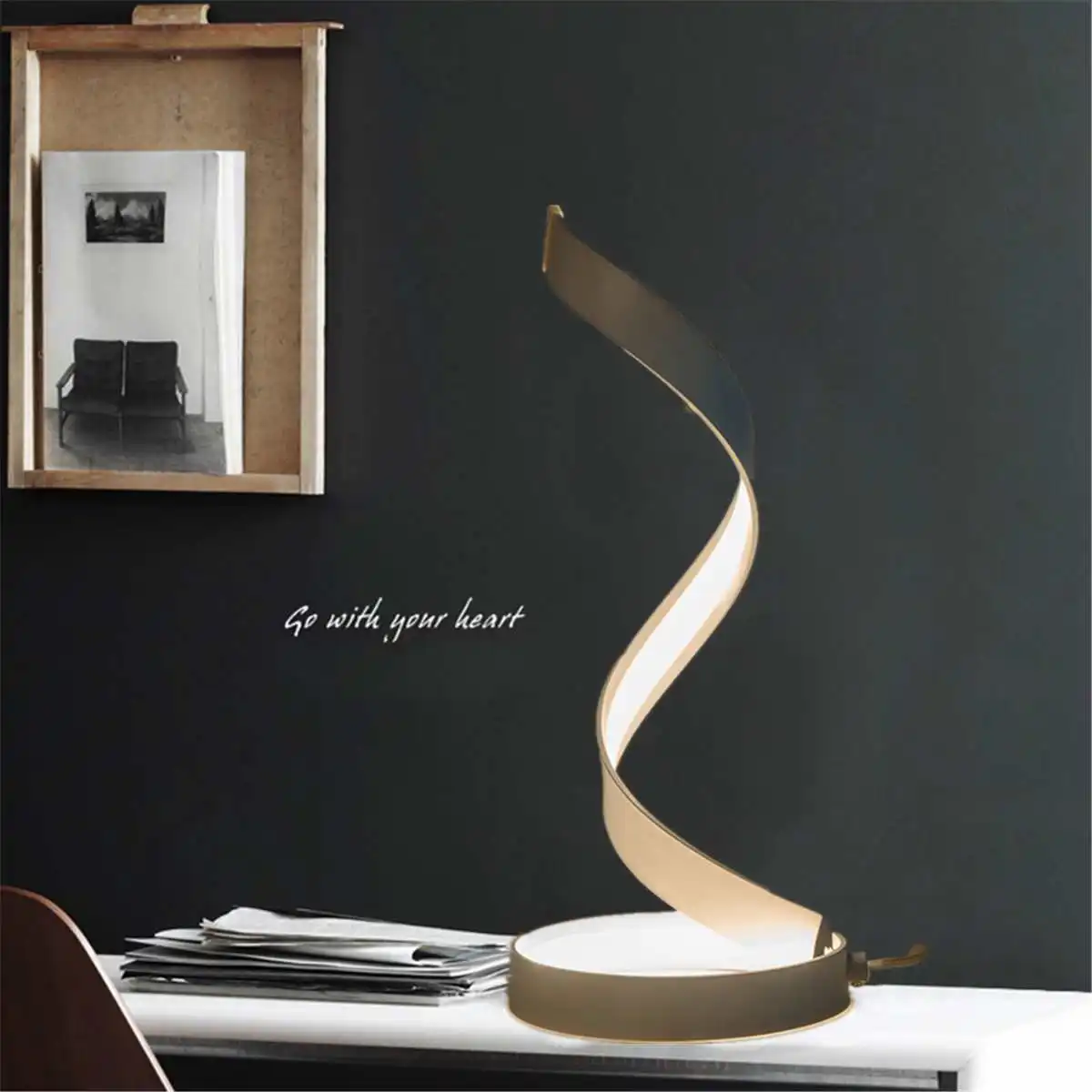 

LED Table Lamp Eye Protection Desk Light Bedroom Bedside Spiral Warm Reading Lamp Modern Simple Curved Dimmable Table Lamp