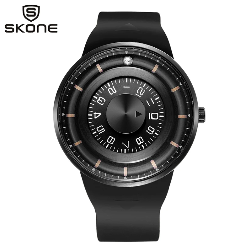 

SKONE Silicone Watch Men Relogio Masculino Luxury Sport Waterproof Male Clock Rotation Dial Magnetic Ball Wristwatch Man Gift