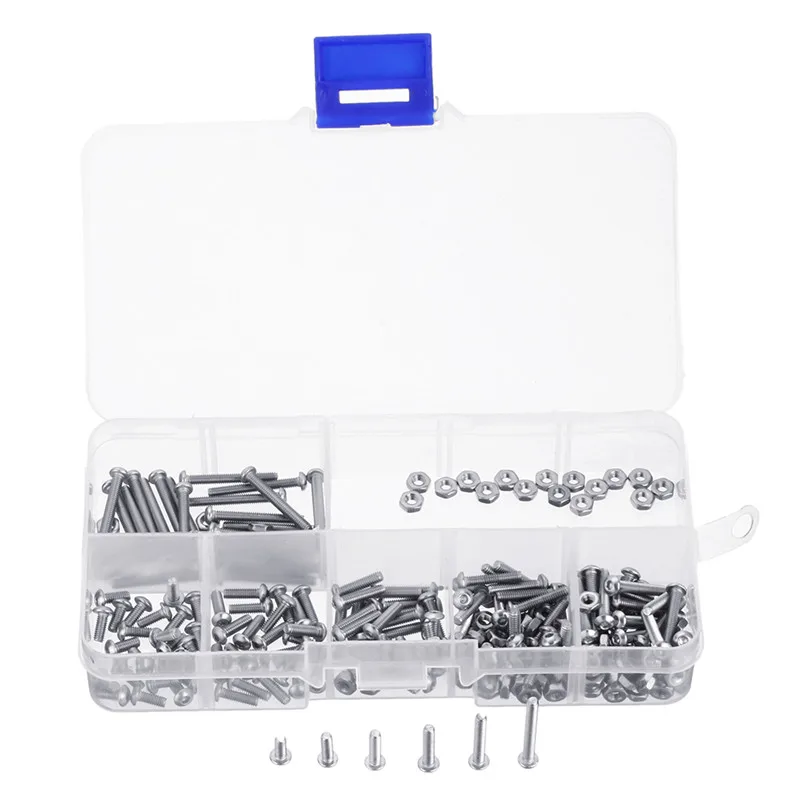 

M2.5SH1 250Pcs M2.5 Hex Socket Button Head Screw 304 Stainless Steel Allen Bolt Assortment Half-round Head Inner Hexagon Screw