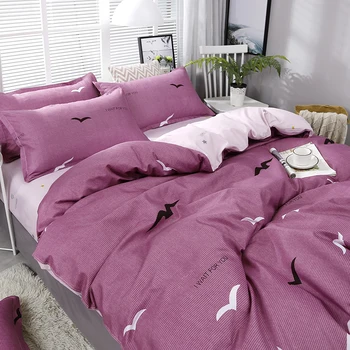 

4pcs/set Purple Seagull Printing High Quality Bedding Set Bed Linings Duvet Cover Bed Sheet Pillowcases Cover Set 51