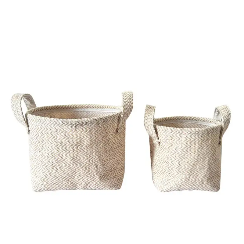 

Braided Jute Cloth Flowerpot Storage Basket Cotton And Linen Blended Desktop Storage Box Decor Garden Sundries Laundry Package