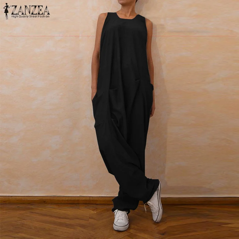

Women Jumpsuit ZANZEA Bodysuit Women Drop Crotch Harem Rompers Jumpsuits Overalls Suspenders Combinaison Macacao Femme Plus Size