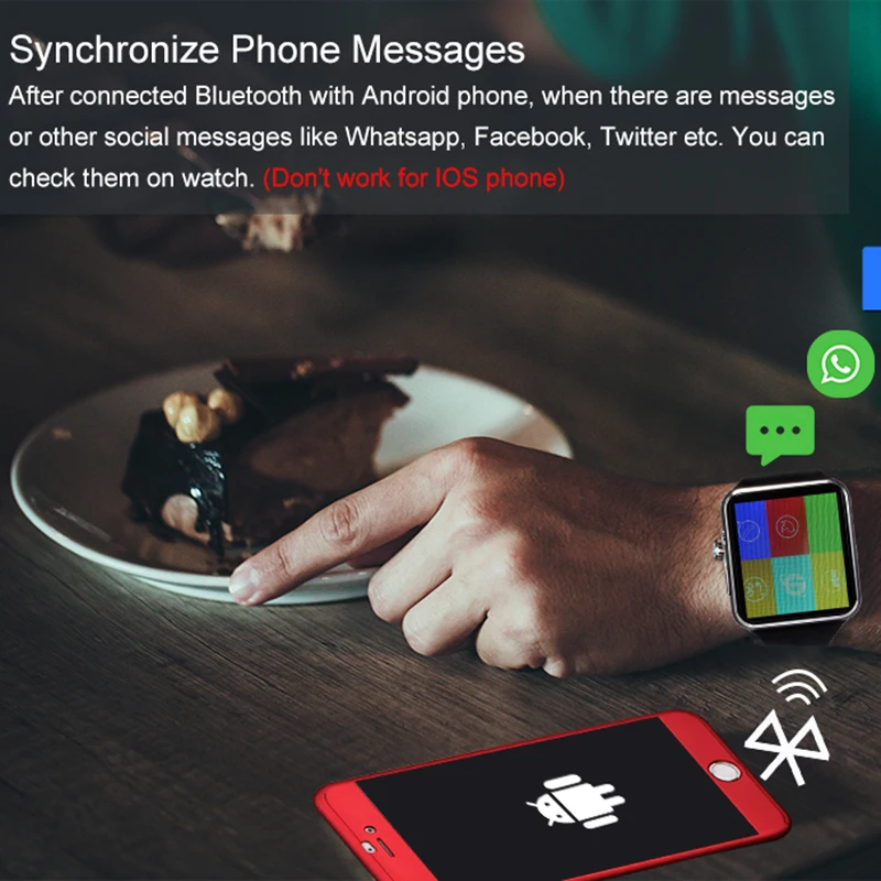 Смарт часы с Bluetooth X6 спортивные Шагомер умные камерой поддержка sim карты Whatsapp Facebook