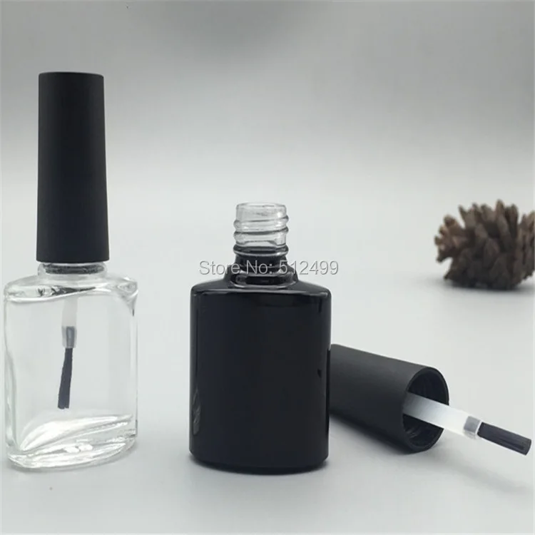 

10/30/50pcs 10ml empty black/clear glass nail polish bottle,with lid brush cosmetics Refillable Bottles Nail salons DIY sample