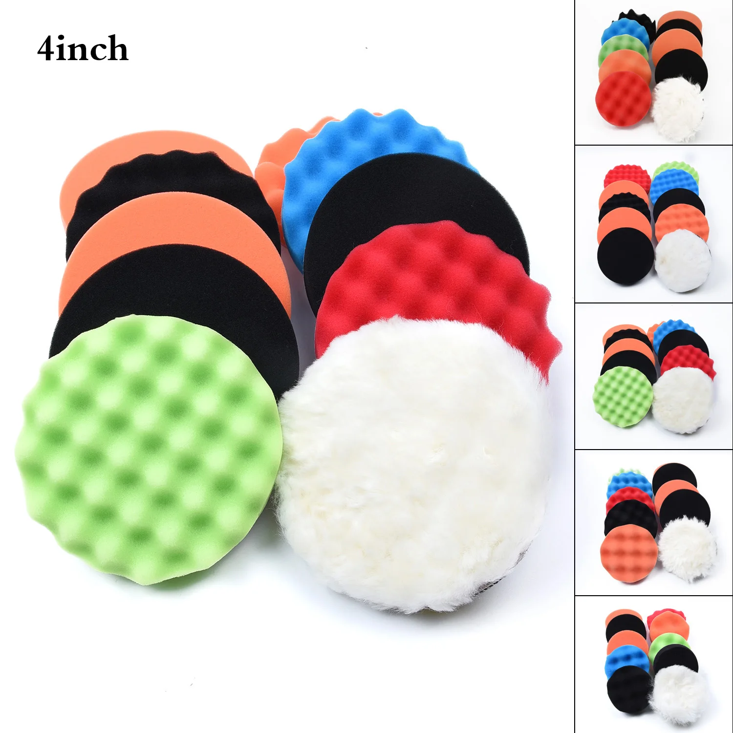 

11Pcs Waffle Detail Polish Pads 3/4/5/6/7 Inch Buffing Sponge Polishing Pad Kit Set For Car Polisher