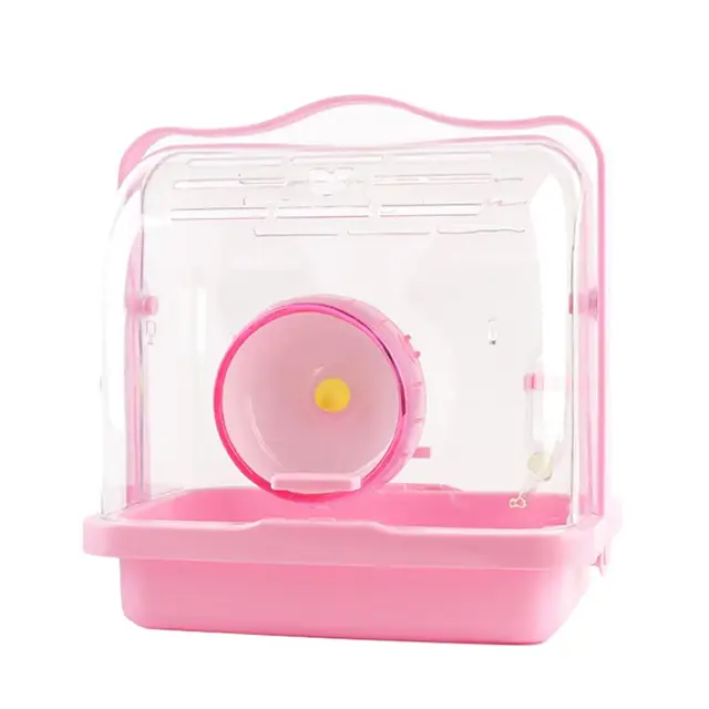 Hamster Cage House Portable Small Pet Guinea Pig Rabbit Outdoor Carrier Cage Habitat With Running Wheel Water Feeder Hamster Toy 1