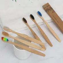 100 шт новая натуральная бамбуковая ручка зубная щетка Радужная красочная отбеливающая мягкая щетина бамбуковая зубная щетка Экологичная уход за полостью рта