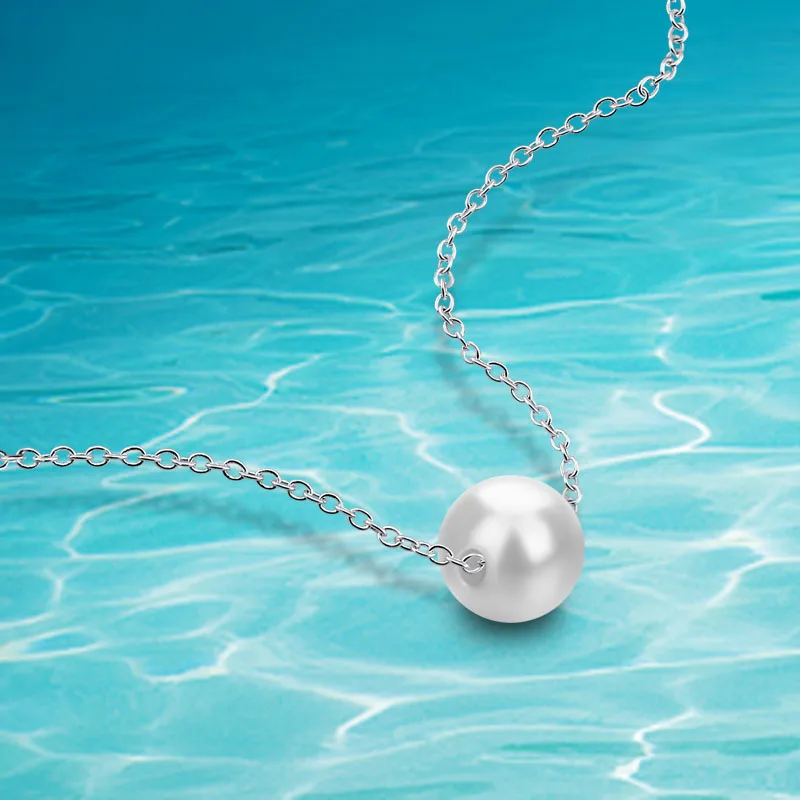 

Fashion Simple Pearl Jewelry Real 925 Sterling Silver Necklace Choker Statement Necklace & Pendants Gifts For Women