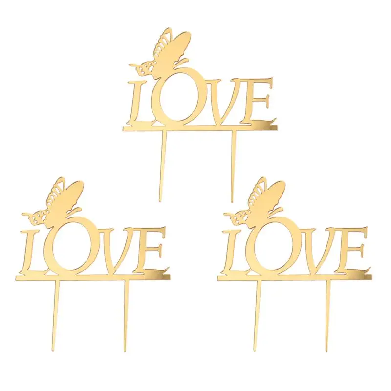 

3pcs Topper Creative Beautiful Love Cake Cake Decor Acrylic Cake Topper Cake Insert Card for Lady Female Woman