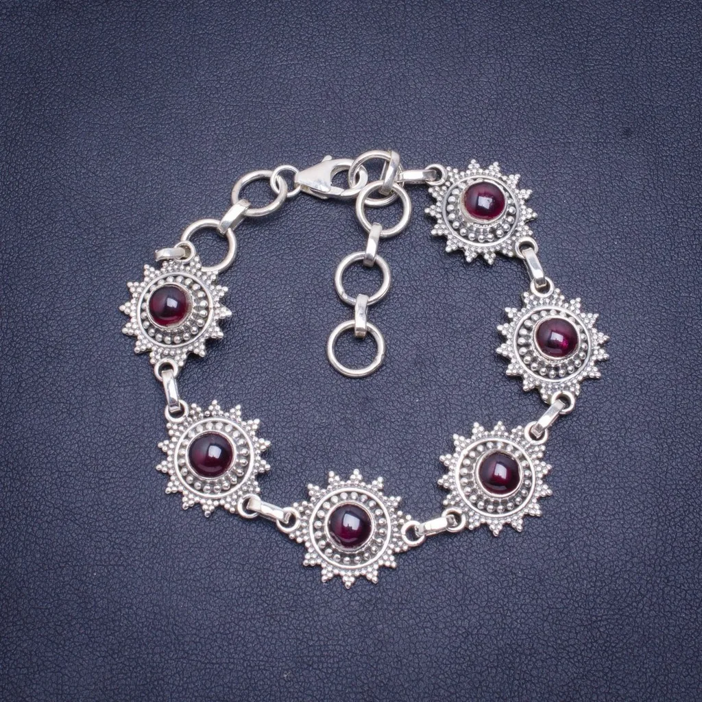 

Natural Amethyst Handmade Unique 925 Sterling Silver Bracelet 6.5-8" A3084