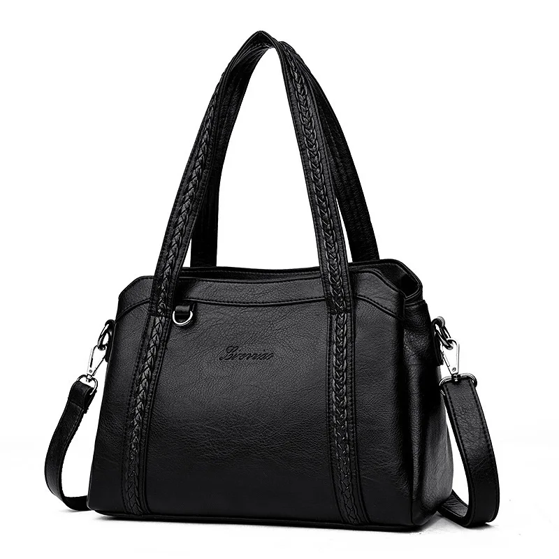 

2019 New Hot 3 Pockets Women Leather Handbags Luxury Designer Female Shoulder Bag Fashion Casual Women Tote Bags For Ladies