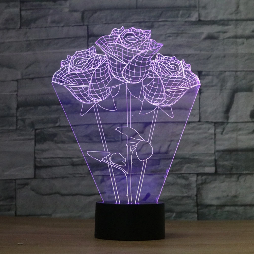 

Creative 3D Bedside Lamp USB Rose Shape Design Touch Control 7 Color Light Changing Table Lamp Baby Bedroom Night Lighting Lamp