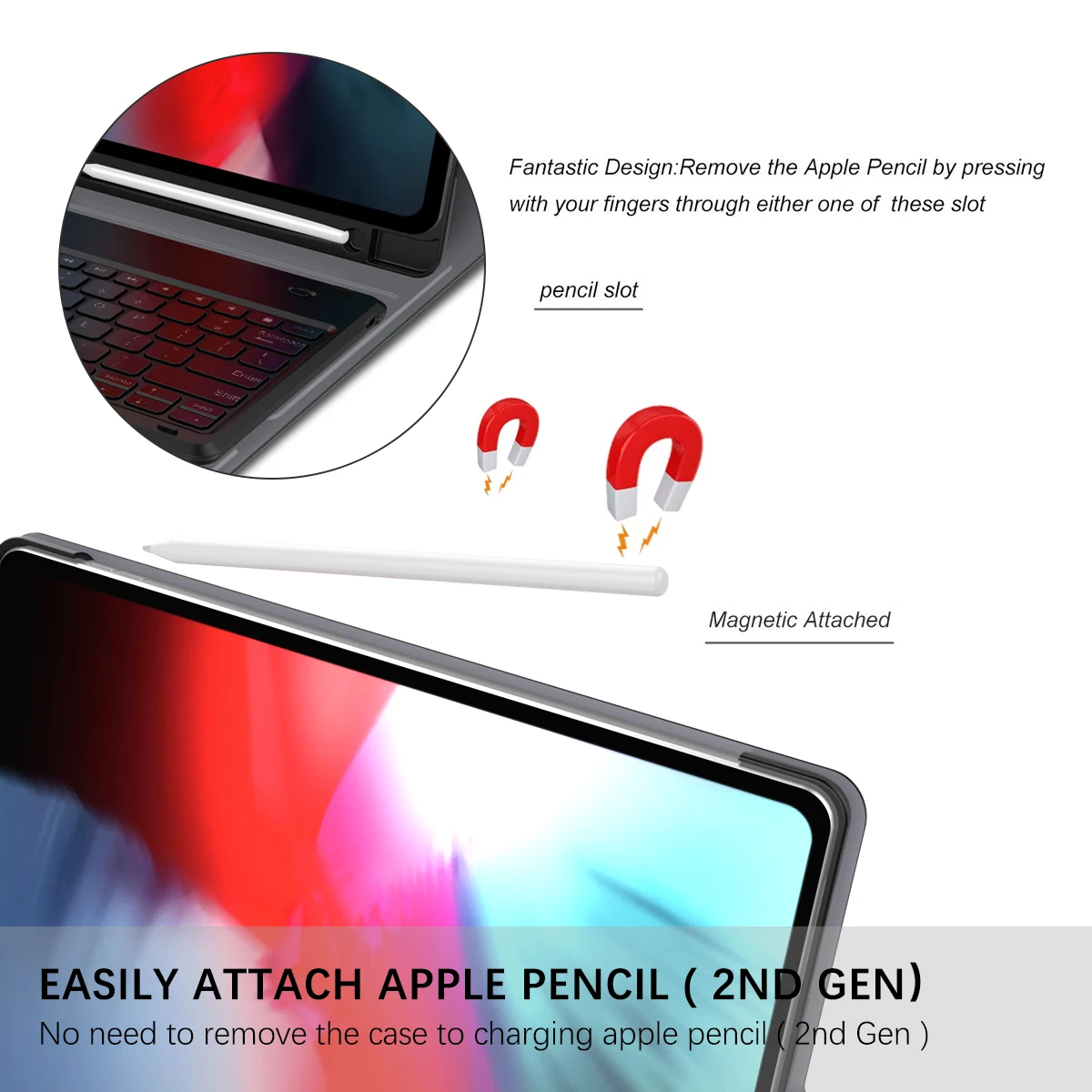 Чехол для планшета iPad Pro 12 9 дюйма кожаный разделяемый чехол с 7 цветной подсветкой