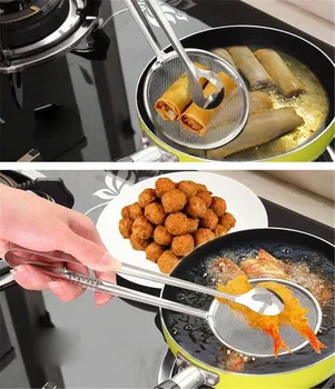 

Hot 300pcs Multi-functional Filter Spoon Clip Food Kitchen Oil-Frying BBQ Filter stainless steel clamp strainer set Kitchen