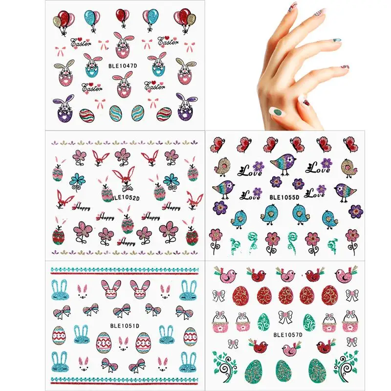 

5pcs Glitter Powder Fun 3D Nail Stickers Decals