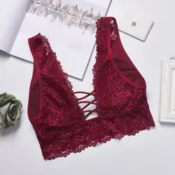 Для женщин кружево Bralette Push Up Мягкий провода Бесплатная бюстгальтер укороченный Топ сексуальное бюстье Топ для девушек