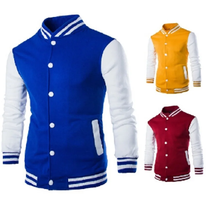 

Zollrfea New Fashion Design Colorful Men's Warm Overcoat Slim Fit College Varsity Jacket Outerwear Plus Size 2XL AD00106