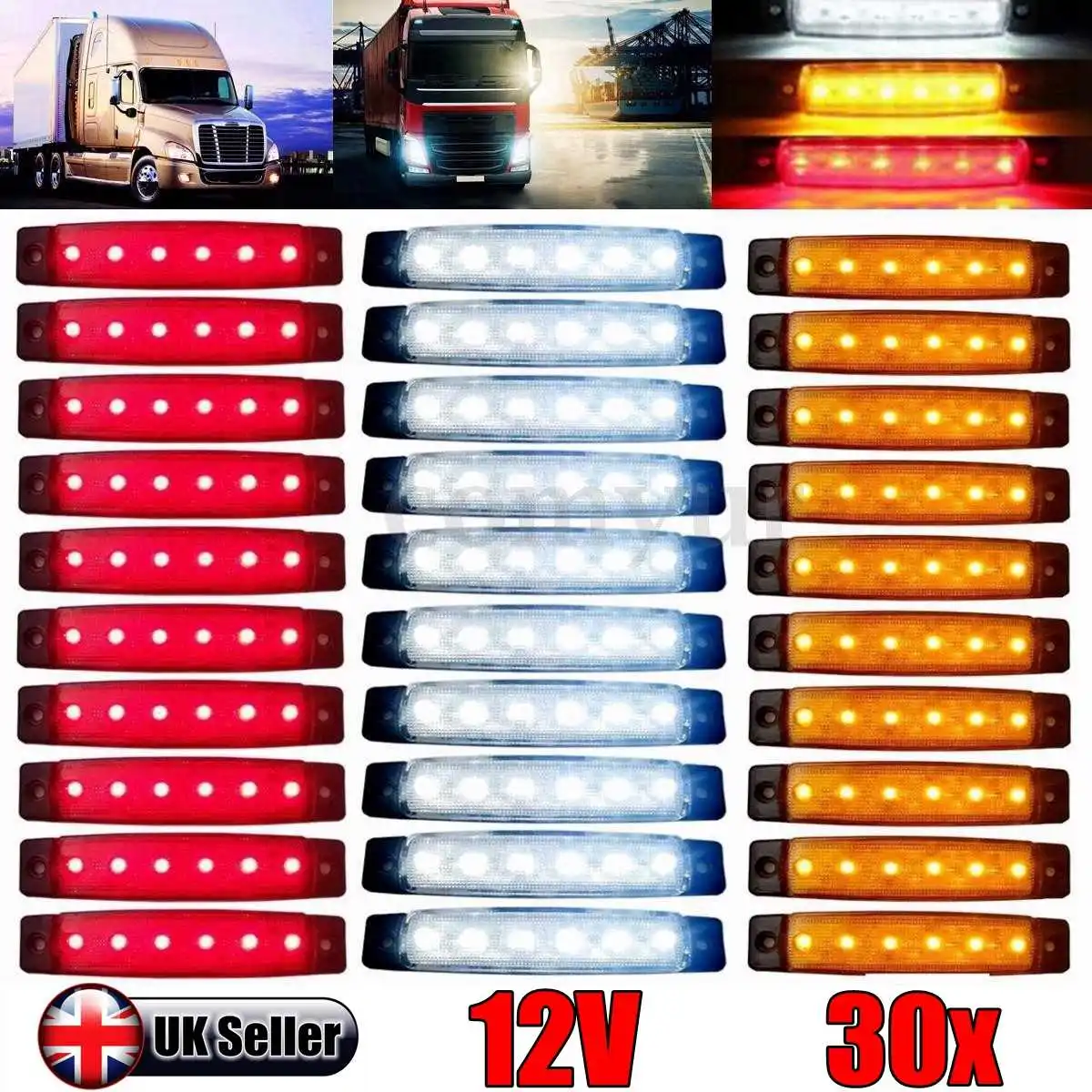 

Car Truck Marker Trail Side 6 LED Lights Signal Lamp Multiple Flexible Choice 30PCS/10PCS Red White Yellow Blue Green 12V/24V