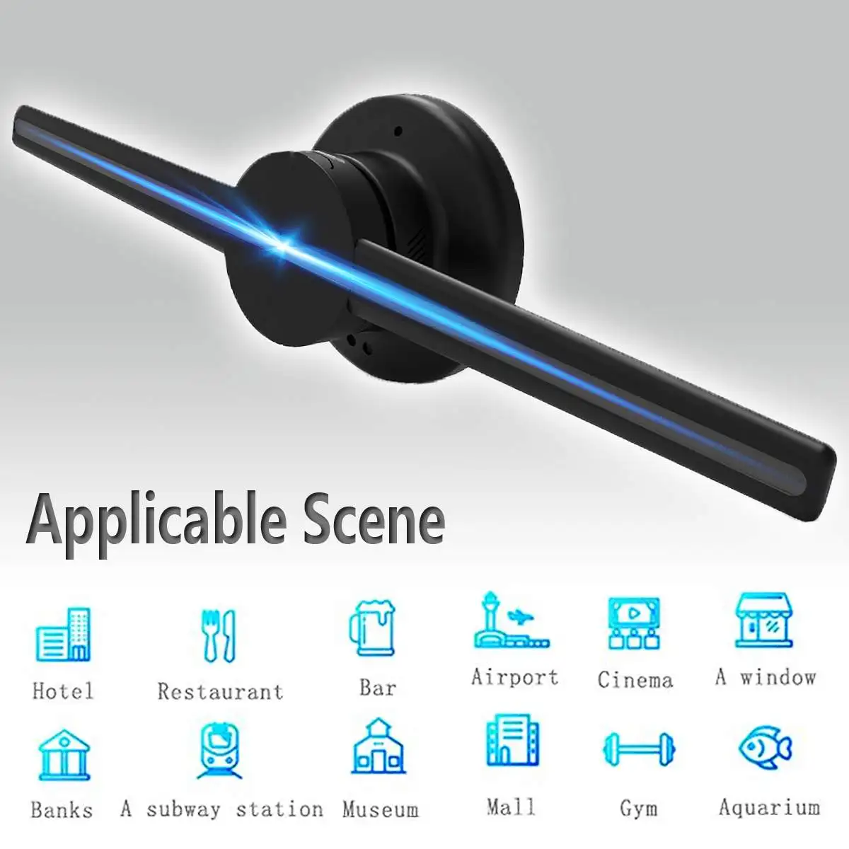 

Upgraded 42cm/16.54" Wifi 3D Holographic Projector Hologram Player LED Display Fan Advertising Light APP Control