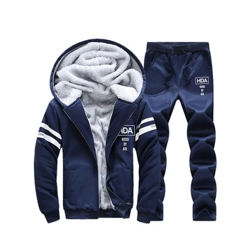 

Winter Men's Tracksuit Sets Plus Velvet Sportswear Warm Hooded Hoodies Men Thickened Sport Sweatsuit Two Piece Male Set