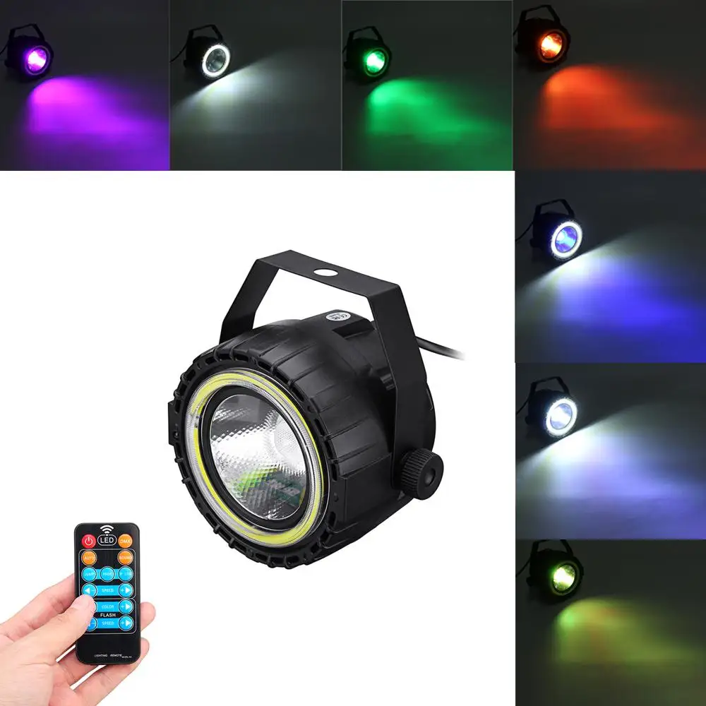 

CLAITE AC90-240V 15W RGB White COB LED Stage Light Remote Control Sound-activated Par Lamp for Christmas