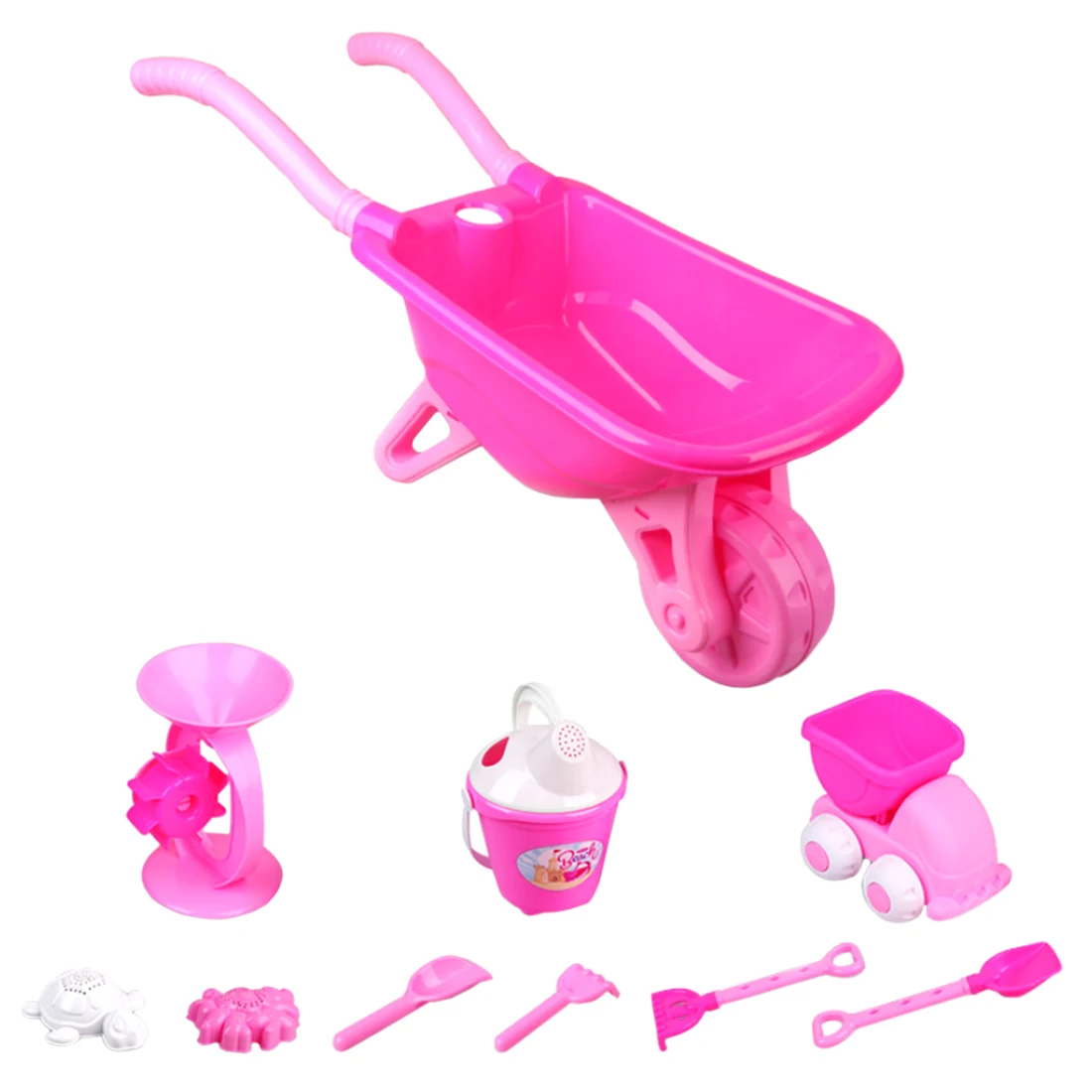 

2019 New Hot Outdoor Toy Summer Wheelbarrow Beach Sand Set with Bucket Toys For Children - Pink/Blue